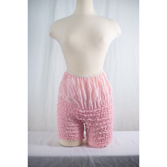 Vintage Pink Ruffle Pettipants Bloomers Lace Boudoir Lingerie Burlesque Pinup, M - Picture 11 of 13